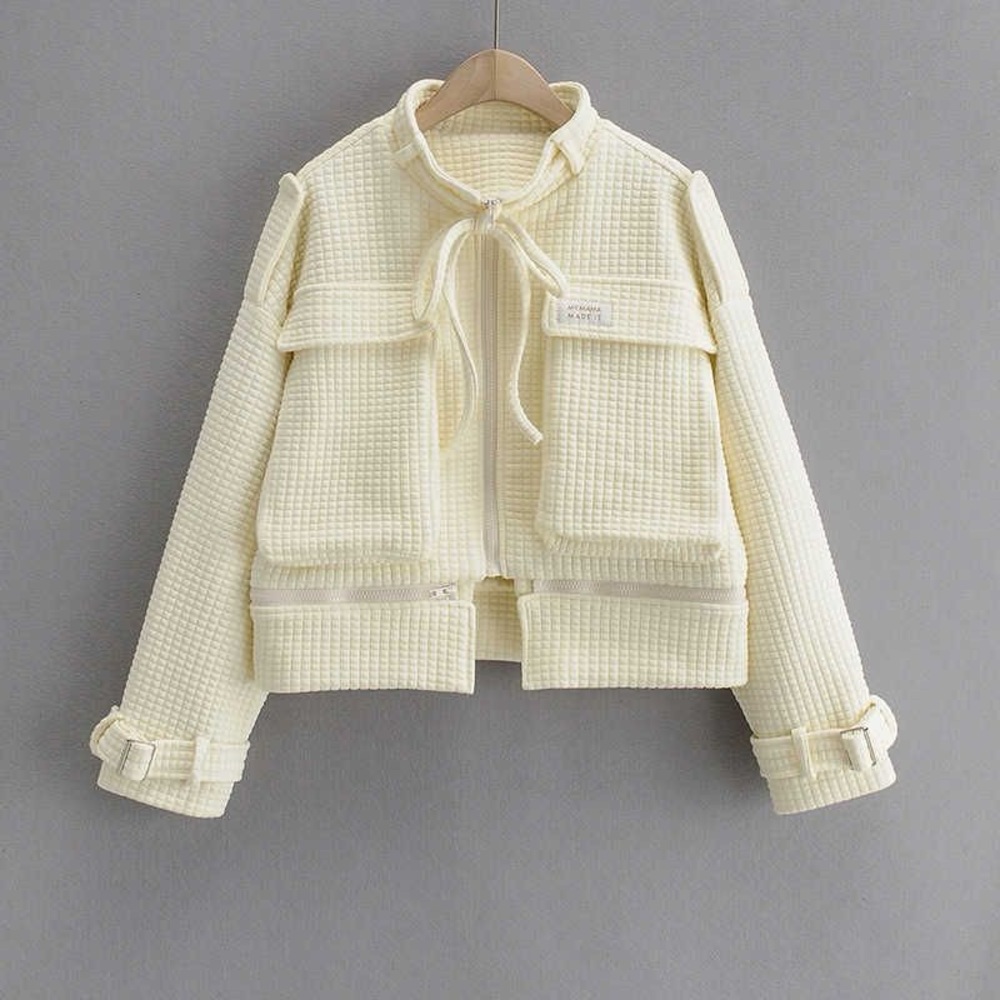 MY MUM MADE IT Cream Quilted Adjustable Utility Jacket